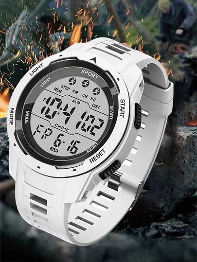 男士户外运动手表，大表盘，LED背光，数字显示，计时功能，日期显示，适合学生、教师、圣诞节、日常佩戴，电子手表，理想礼物