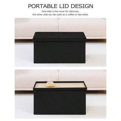 Folding Storage Bench, 30 Inches Ottoman Coffee Table Cube Chair Foot Rest Stool Storage Toy Chest For Living Room...