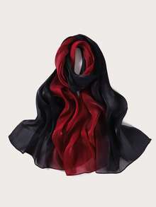 1条女士渐变亮面围巾，时尚优雅新款头巾，轻盈披肩 - A - 查看 3