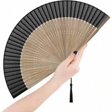 1PC Folding Hand Fan Handheld Foldable Fan Style Fan Dance Music Festival Wedding Party Decoration Performance - Black - View 3