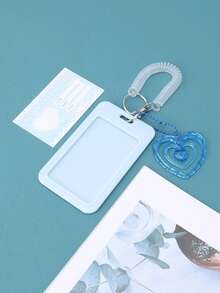 1pc Elegant Acrylic Card Holder With Heart Decor Keychain - For ID/Credit Card Storage & Protection, Fashionable Pendant Keychain, Gift For Friends - Multicolor - View 13