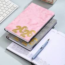 2026 English Version Marble Texture 365 Days Planner Calendar, Efficient & Practical, Soft Leather Notebook - Multicolor - View 3