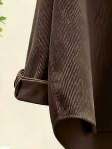 Damen Cord Hemd - Kaffeebraun Kragen Langarm Top, 100% Polyester maschinenwaschbar, eleganter Lässig Unifarbe Alltagskleidung, geeignet für alle Jahreszeiten - Kaffeebraun - Übersicht 3