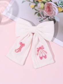 1件粉色A-Z 26字母刺繡蝴蝶結髮飾，甜美芭蕾女孩粉色蝴蝶結髮夾，白色布料髮夾，優雅生日女孩頭飾 - 彩色 - 查看 7