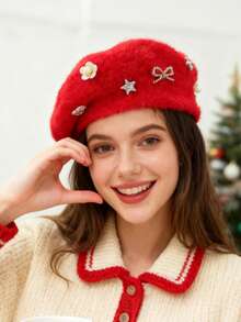 圣诞元素、圣诞节、兔毛贝雷帽、甜美风格、圣诞礼物、日常佩戴。 - 兔毛貝雷帽 - 查看 2
