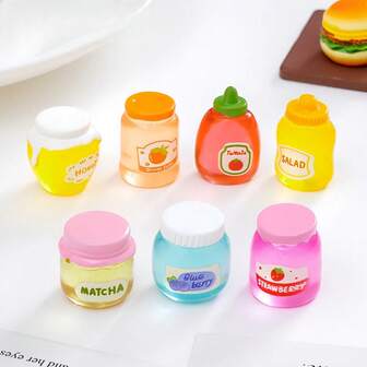 Accesorios en miniatura para casa de muñecas a escala 1:12 - Tarro de miel de matcha realista, tarro de mermelada, adornos decorativos, figuras de escritorio, micro paisaje, decoración de oficina, regalos festivos para Navidad, Halloween