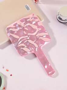 Espelho de mão portátil quadrado com efeito ondulado na água, moderno e charmoso, para maquiagem em viagens. Ideal para presentear familiares e amigos. Perfeito para maquiagem, maquiagem, decoração de quarto, penteadeira, viagens, quarto, acessórios de maquiagem, espelho, espelho de penteadeira, mini espelho, espelho compacto, espelho pequeno, espelho de mão, lembrancinhas, ferramentas de maquiagem, produtos baratos, presentes, presentes para mulheres, presentes de Natal.