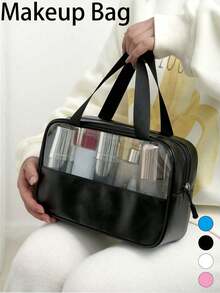 1pc Transparent Visible Travel Makeup Bag, Multifunctional Waterproof Storage Pouch, Portable Minimalist Toiletry Organizer Bag For Cosmetics, Skincare, Suitable For Beach, Travel, Dorm, Party, Birthday Gift For Women, Friends, Family,Pouch,Makeup Pouch,Travel Essential - Multicolor - View 2