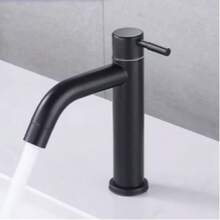 G1/2 拉丝不锈钢单冷水龙头洗脸盆水龙头扳手式浴室水龙头黑色现代不锈钢扳手式浴室洗脸盆水槽水龙头单冷水龙头水龙头浴室配件浴室工具 - 彩色 - 查看 5