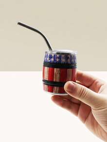 1pc,3ozbeer Barrel, 3D Mini Wine Glass, Inner Liner 304, Outer Shell 201 Stainless Steel, With Lid And Straw. Portable Party Drinking Set For Office, Home, Beverage, Coffee Cup. Ideal Gift For Outdoor Camping, Birthday, Christmas. - Multicolor - View 6