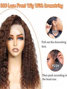 38 英寸杰瑞卷曲巧克力棕色 360 度蕾丝前假发，真人发质透明蕾丝，预拔婴儿发质，360 度全蕾丝前假发，真人发质巴西处女卷发，适合女士