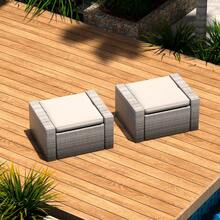 Outdoor Patio Furniture Set, 9/6/3/2 Piece Rattan Patio Furniture Set Lounge Chairs With Ottomans, Coffee Table, Plush Cushions Grey - Xám - Xem 13