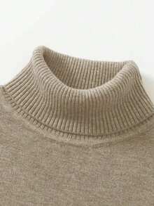 GRDR Men's Long Sleeve Turtleneck Knit Sweater, Versatile For Daily Wear - Apricot - View 5