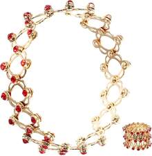 2 En 1 Anillo Piedra Del Zodíaco Cadena Chapada En Oro Collar Pulsera Mal De Ojo Anillos De Apilamiento De Oro os De Rosario Joyas Encantos o De Dedo Cobre Plateado - como se muestra-3 - Ver 9