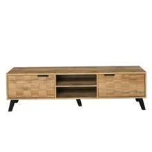 Modern TV Unit With 2 Doors And 2 Open Compartments – 160.5 X 35.5 X 45 Cm - Wood Color - View 8