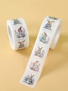 500pcs/Roll Easter Bunny Round Stickers, Easter Spring Rabbit Pattern Labels, Suitable For Laptops, Water Bottles, Luggage, Computers, Phones, Easter Gift Decorations, Easter Self-Adhesive Stickers, Suitable For DIY Gifts, Baking Packaging, Easter Happy Party Packaging Stickers, Envelope Stickers, Sealing Stickers, Easter Decorations, Gift Packaging Supplies, Easter Gifts, Party Favors - Easter 02 - View 5