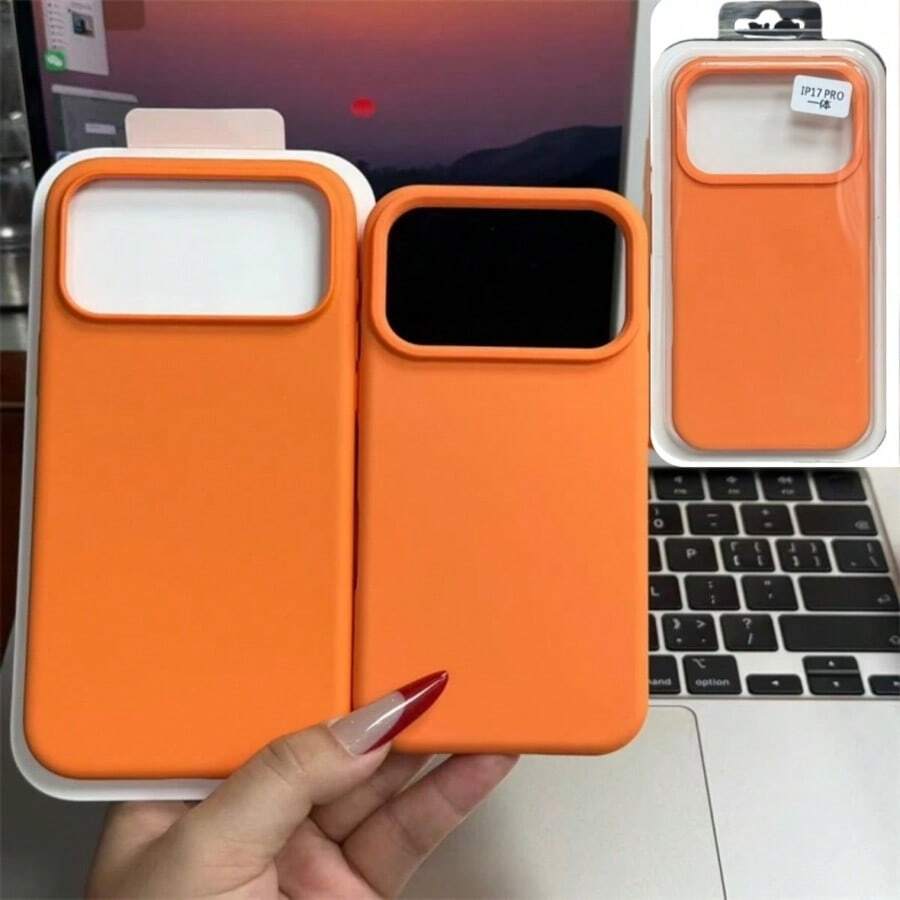 Original Silicone Protective Case Compatible With Iphone 17 Air 16 15 14 13 12 11 Pro Max Plus, Ultra-Thin Design - Orange - View 1