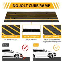 Rubber Threshold Ramp, Heavy Duty Threshold Ramps, Rubber Driveway Ramps With Cable Cover, Car Driveway Curb Ramp For Wheelchairs Cars Vehicles Loading Dock Garage Sidewalk - 123L X 41W X 6.5H Centimeters - View 4