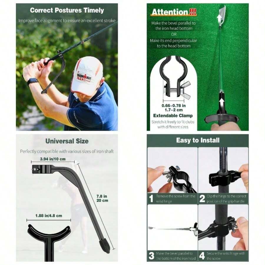Training Wrist Hinge Swing Training Aid Swing Correcting Trainer Golfers Beginners Arm Elbow Posture Teaching Accessory Club Practice - Black - View 1