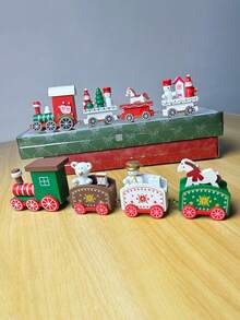 1 Piece Of Whimsical Wooden Train Decoration - Cute Showcase, Dining Table Center Decoration, Home Decoration, Handmade Wooden Gifts For Friends And Family, DIY Crafts For Home, No Electricity Decoration, Note: Pure Handmade Product, Some Details And Pictures Are Slightly Different - Multicolor - View 3