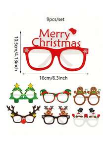 9 Pcs Paper Christmas Glasses Bulk Holiday Glasses Frames Christmas Sunglasses Fun Christmas Accessories Christmas Party Decorations Costume Eyeglasses For Gifts Photo Props Favors,Christmas - Multicolor - View 3