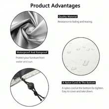 Silver Rectangular Garden Furniture Cover, Waterproof UV‑Resistant Patio Table Protector, 4‑Layer Double‑Stitched Outdoor Cover With Drawstring Lock Closure - Silver - View 6