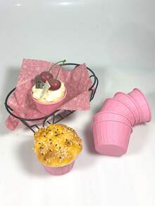 50pcs/100pcs Rose Pink Cupcake Liners, Heat-Resistant Baking Cups, Cupcake Stands, Muffin Molds, Suitable For Weddings, Holidays, Birthdays - Multicolor - View 6