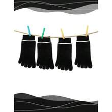 4 Pair Women Toe Socks Striped Cotton Crew Socks With Toes Separated Women Men Athletic Running - Black - View 9