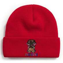 Dope Granny  A Stylish And Colorful Illustration Of A Fashionable Grandmother With Leopard Print Accessories Winter Beanie For Men Women Soft Warm Knit Hat Ski Stocking Cuffed Cap - 紅色 - 查看 1