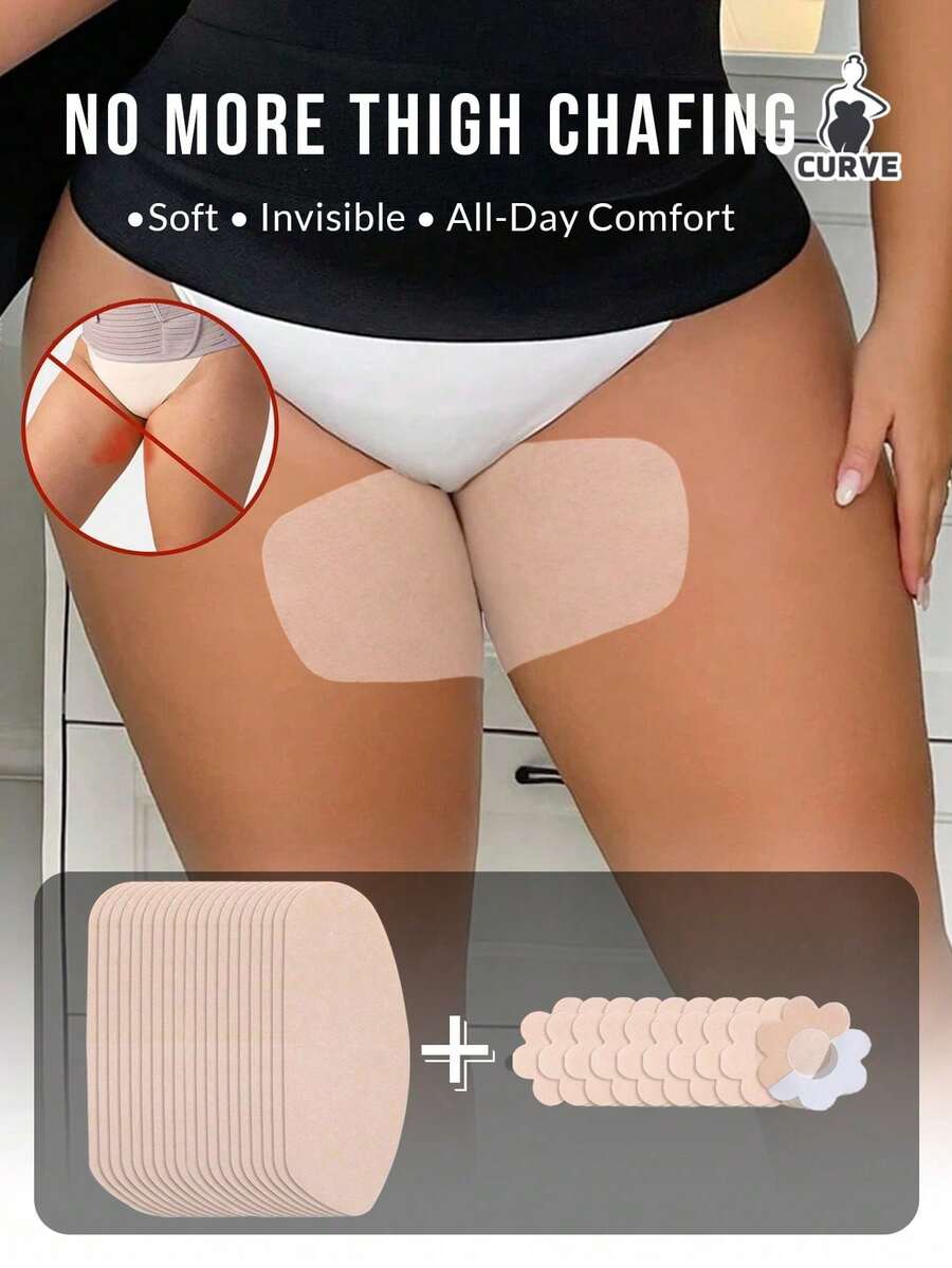 2 Pairs Of Oversized Disposable Non-Woven Thigh Anti Slip Pads, Anti Scratch Thigh Protectors, Soft And Breathable Anti Scratch Strips, Men's And Women's Sweat Resistant Invisible, Ultra-Thin Thigh Protection Devices For Summer, Outdoor, Travel, Running, Hiking, Gym And Daily Wear, Lightweight And Comfortable Thigh Anti Slip Stickers, Skin Friendly And Easy To Apply, Are Ideal Choices For Skirts, Shorts And Dresses - 膚色 - 查看 1