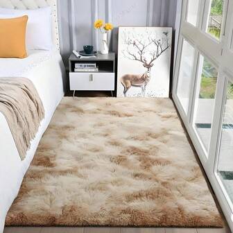 1pc Cloud-Like Soft & Thick Faux Cashmere Rug, Washable For Living Room/Bedroom/Tatami, Multi-Color Solid, Non-Slip Bottom, Foldable, Suitable For All Seasons, Barefoot Walking Healing Experience