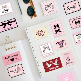 50pcs Cartoon Pink Ballet Graffiti Stickers, Waterproof Decorative Stickers For Guitar, Notebook, Luggage, DIY