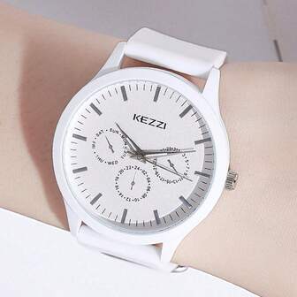  1pc KEZZI Summer Nature-Inspired Large Dial Silicone Korean-Style Quartz Watch, Suitable For Daily Decoration