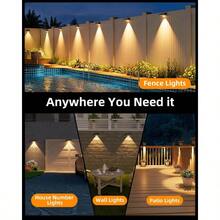 Outdoor Solar Fence Light, 4/8 Pieces Per Pack, 50 Watt Super Bright, RGB Color Mode, IP65 Waterproof Grade, Suitable For Solar-Powered Fence Lights For Courtyards, Fences, Swimming Pools, Porches, Backyards, Providing Day And Night Power Supply (Black) - 白色 - 查看 2