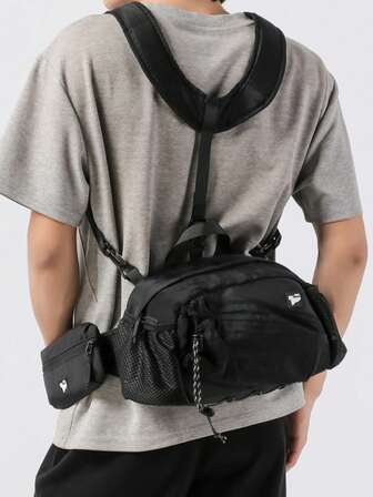 1pc Men's Sling Bag With Coin Purse, Multifunctional Wear As Chest Bag, Shoulder Bag Or Backpack, Front Pocket Fits Water Bottle, Suitable For Outdoor Sports, Commuting, Gym, Travel, Business