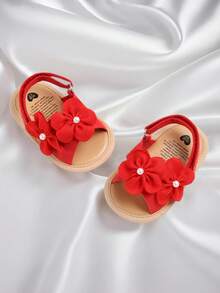 Infant Girl Sandals Newborn Summer First Walkers Shoes Infant Summer Sandals 0-1 Year Old Soft White Small Flower Breathable Infant Shoes 0-18 Months - Red - View 11