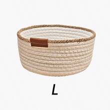 1/3 سلة تخزين مصنوعة يدويًا من القطن المنسوج، بطراز ريفي كريمي، مناسبة لتخزين المفاتيح في المدخل، وتنظيم مكتب المكتب، وديكور المنزل، وتخزين مستحضرات التجميل، لجميع المواسم - أبيض - مشاهدة 11