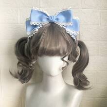 1PC Women Summer Tea Party Blue Accessories Lolita Big Bow Tiara Handmade Black KC Hair Accessories Lolita Hairpin - 粉色 - 查看 4