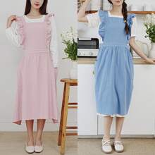 1 Pieza Delantal, Estilo Vintage Talla Grande para Mujer con Volantes, 2 Bolsillos, Ajustable con Cordones Plisados y Encaje, Adecuado para Limpieza del Hogar/Cocina/Actividades al Aire Libre/Restaurante, Cafetería, Floristería, Estudio de Arte, Salón de Belleza y Otros Lugares de Trabajo