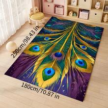 1 pièce Tapis de bain antidérapant à motif de plume de paon, tapis de cuisine antidérapant, convient pour la salle de bain, la cuisine extérieure, la décoration printanière de la maison