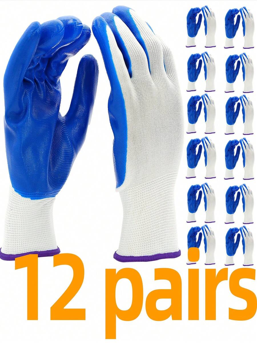 12 pares de guantes de jardín, guantes de trabajo, guantes de trabajo de jardín, herramientas de jardín, guantes de mujer, guantes de hombre, guantes universales para hombres y mujeres