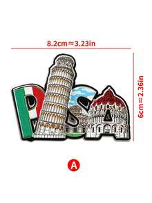 1pc 3D City Landscape Embossed Magnetic Fridge Sticker, Creative 3D Italy Travel Souvenir Magnetic Sticker, Creative Gift Souvenir Home Decor Craft Festival Gift Magnet - Multicolor - View 12