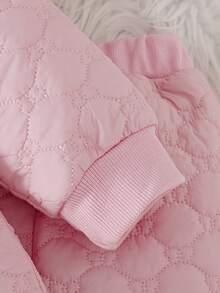 Conjunto de 2 piezas de chaqueta de cárdigan acanalada con cuello Peter Pan y flores 3D + pantalones para niña - Rosa - Ver 6