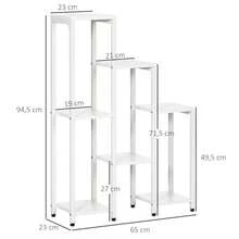 Outsunny Soporte para Flores, Soporte para Plantas, 7 Niveles, para Uso Interior y Exterior, Acero, Blanco, 65 x 23 x 94.5cm - 1 - Ver 3
