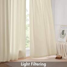 White Privacy Sheer Curtains 84 Inch, Light Filtering 2 Panels Set - Cream - View 10