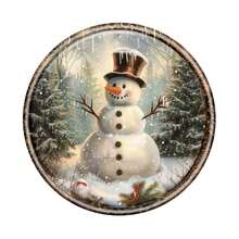 1pc Vintage Snowman Round Sign, Holiday Christmas Wall Decor With Charming Snowman And Winter Scene, Suitable For Home, Cafe, Apartment, Restaurant Or Holiday Gift, Great For Room Decoration