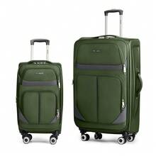 Softside Luggage Set,Expandable Luggage For Extra Capacity,Large Capacity Family Suitcase,Lightweight Waterpoof Resistant Polyester,20inch+28inch,20inch+24inch+28inch - GREEN/GREY - 查看 10