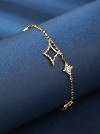 A Stylish Cube-Shaped Layered Bracelet Made Of Copper, Suitable For Everyday Wear And Parties For Women.