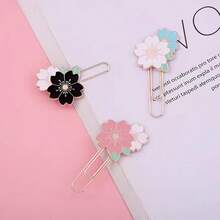 1/2/3pcs Cherry Blossom Shaped Paper Clips, Cherry Blossom Metal Bookmarks, Pink & Blue Petal Paper Clips Suitable For Books/Notebooks, Metal Petal Paper Clips - Multicolor - View 9