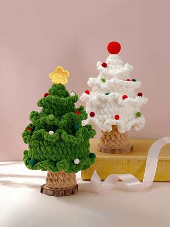 1棵手工编织圣诞树，节日气氛浓厚，可爱个性化创意钩针圣诞树，桌面装饰，情侣圣诞礼物，桌面摆件，家庭聚会圣诞派对装饰，房间氛围装饰品